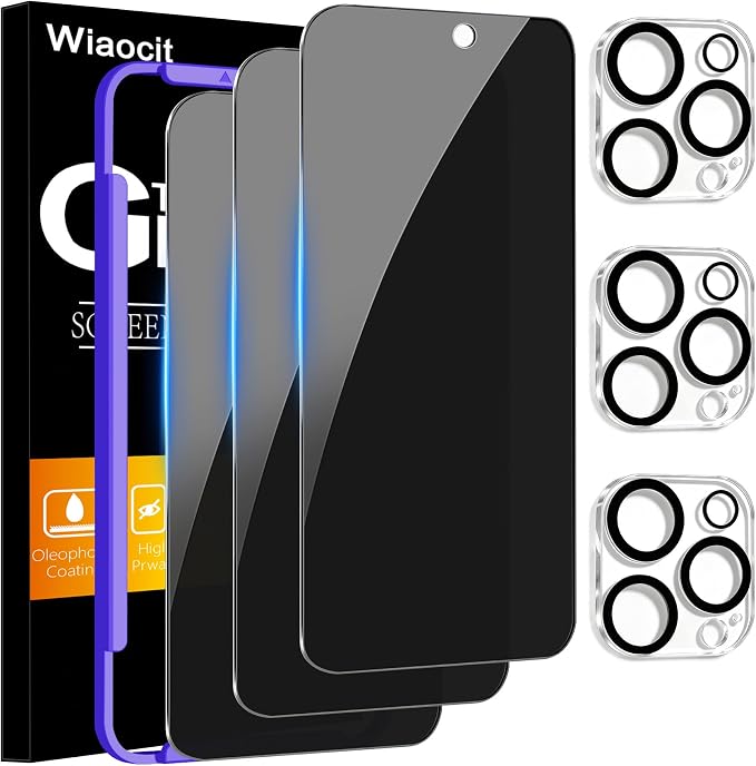 Wiaocit 3 Pack Tempered Glass Privacy Screen Protector by Wiaocit