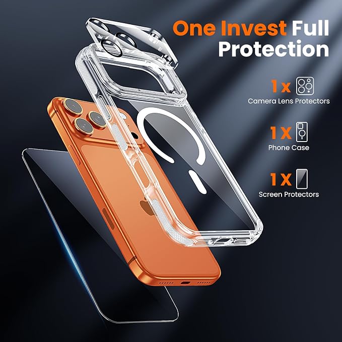 toushion 3 in 1 for iPhone 17 Pro Case Clear Bumper, Fits MagSafe, Shockproof - Image 2