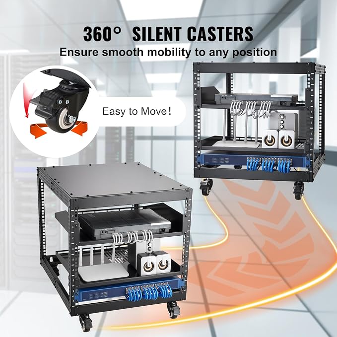 VEVOR 9U Open Frame Server Rack, Free Standing or Wall Mount Network Server Rack - Image 5