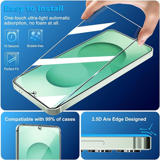 firtstnow 3 Pack for Samsung Galaxy S25 Plus Screen Protector Tempered Glass + - Image 4