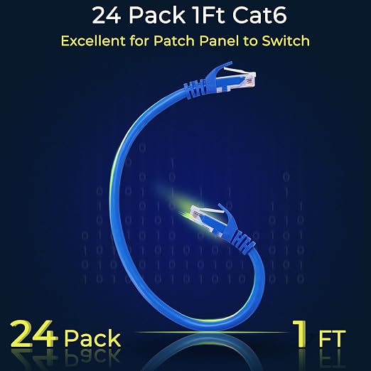 Rapink Patch Cables Cat6 1ft, Ethernet Patch Cable 10G, Cat 6 Patch Cable - Image 2