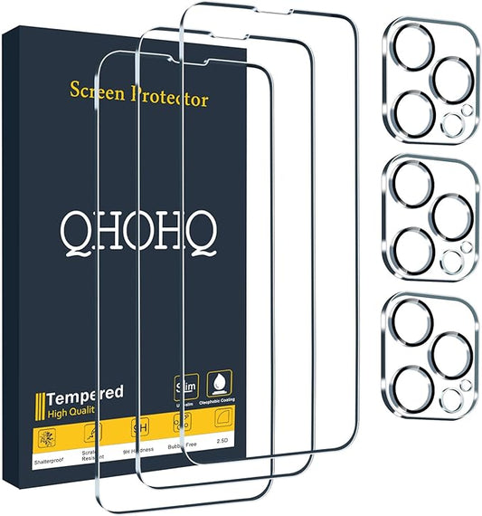 QHOHQ 3 Pack Screen Protector for iPhone 13 Pro 6.1 Inch by QHOHQ