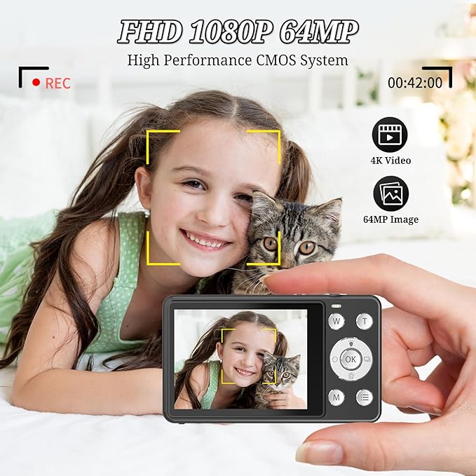 Forc Digital Camera, FHD 4K 64MP Point and Shoot Kids Digital Cameras - Image 2