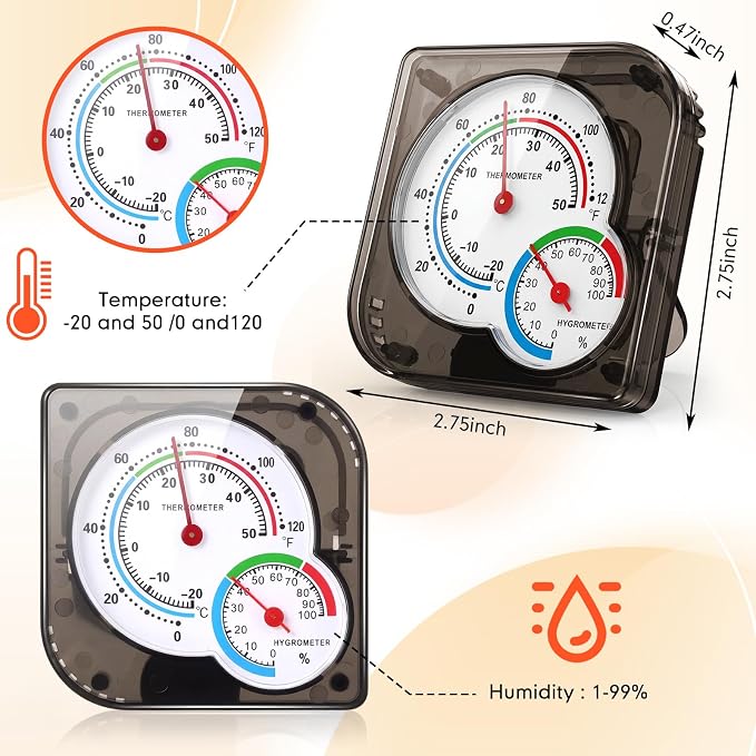 Kathfly 6 Pcs Indoor Thermometer and Humidity Gauge Indoor Mini Thermometer - Image 2