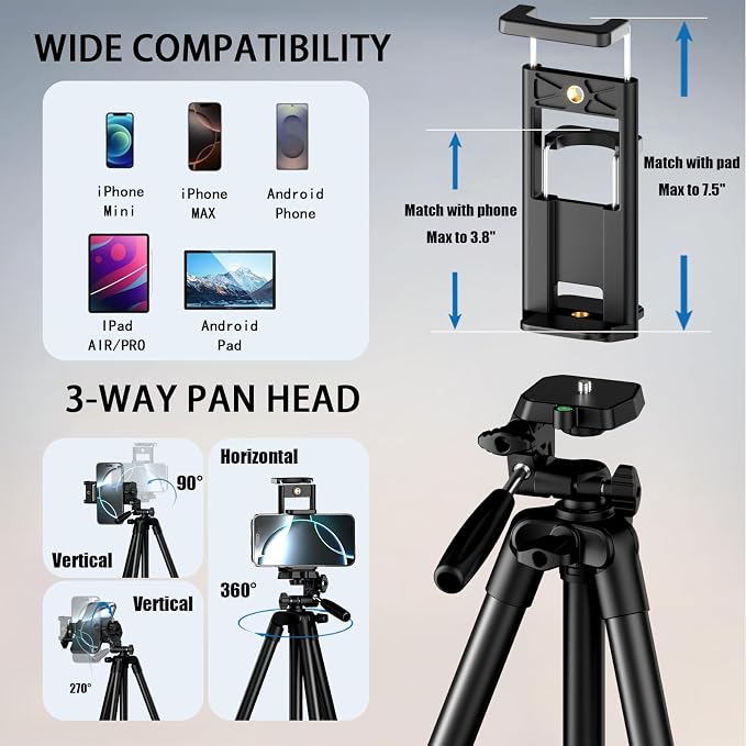 KINGJOY 71" Lightweight Camera Tripod - Image 7