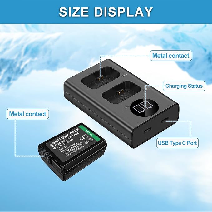 2-Pack NP-FW50 1500mAh Rechargeable Battery, - Image 6