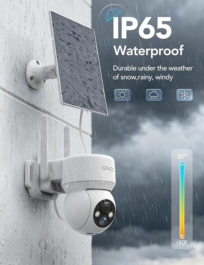 GNCC Solar Security Cameras Wireless Outdoor 2.4G WiFi, 360° View, - Image 6