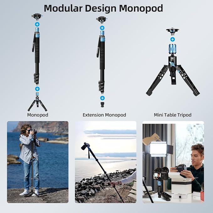 SIRUI 75.8" Monopod with Feet, Professional Aluminum Travel Monopod - Image 6