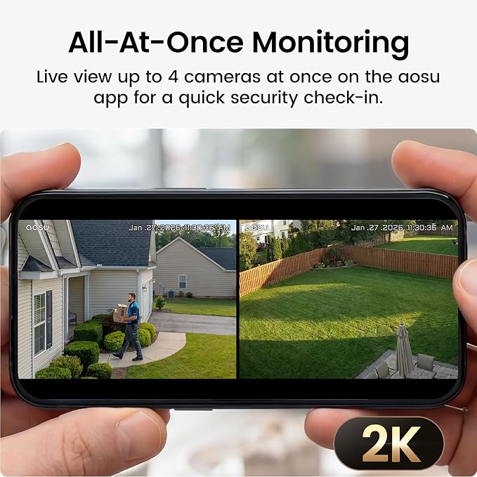 aosu Solar Security Cameras Wireless Outdoor, 2K HD Home Security Camera System - Image 4