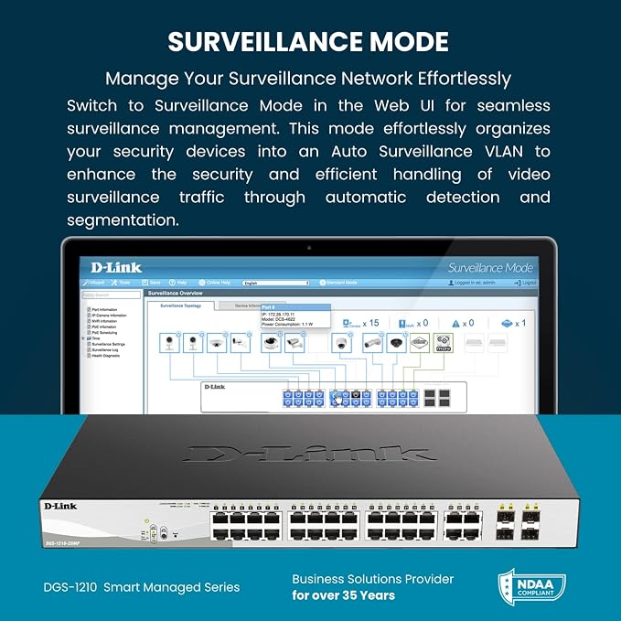 D-Link 10-Port Gigabit Smart Managed PoE+ Switch | 8 PoE+ Ports + 2 SFP Ports | - Image 9