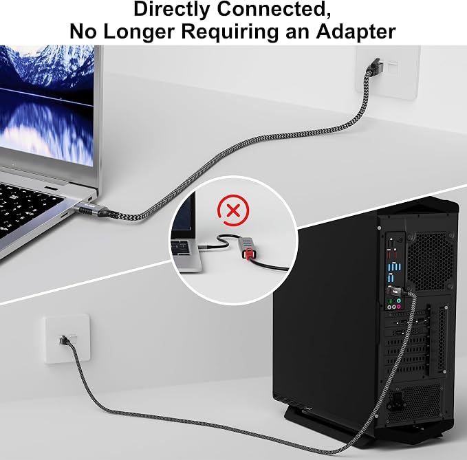USB to Ethernet Cable 1 FT, USB 3.0 A Male to RJ45 Male Cord, Directly Connected - Image 2