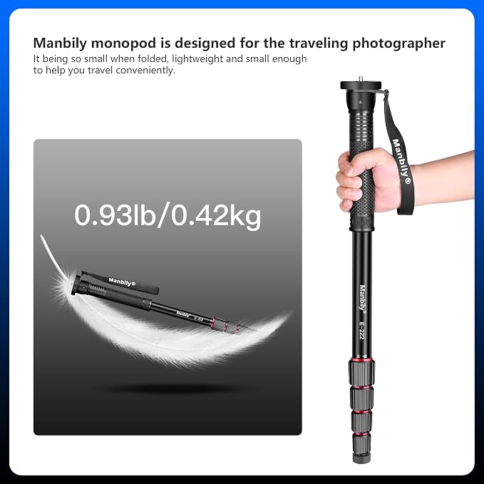 Manbily 65-Inch Camera Monopod, 5 Sections Aluminum Travel Monopod - Image 4