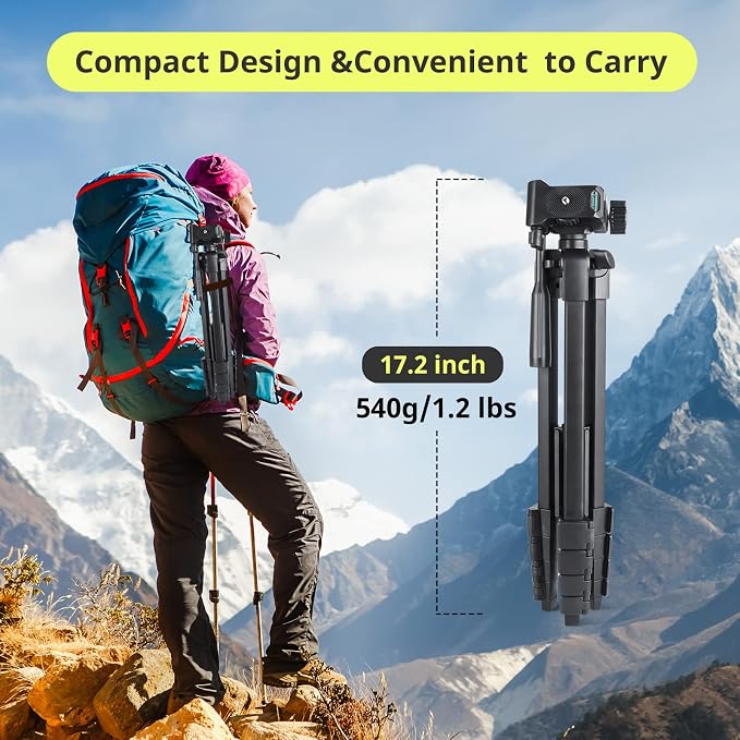 Sensyne 64" Camera Tripod Stand, Versatile Phone & iPad Tripod - Image 6