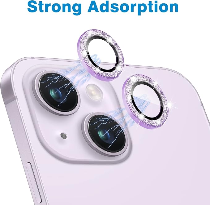 Compatible with iPhone 15 & 15 Plus Camera Lens Protector, Bling Glitter - Image 4