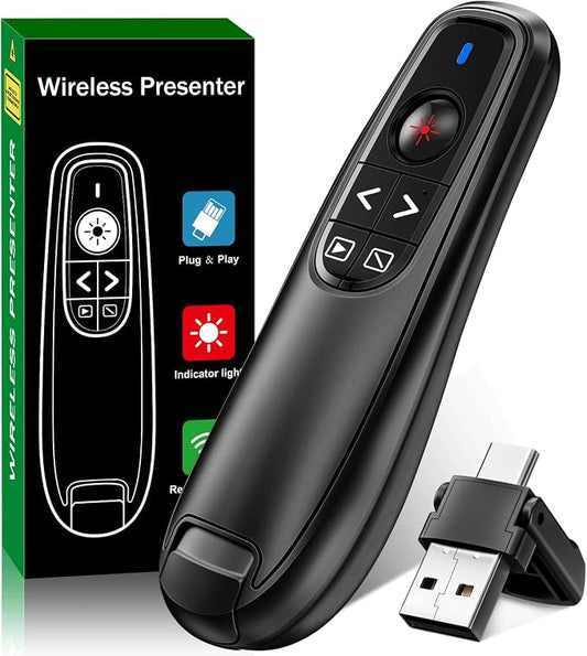 2-in-1 USB Type C Presentation Clicker, Wireless Presentation Clicker by NinjaABXY