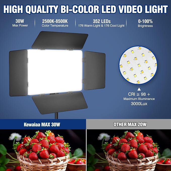 2 Pack LED Video Light Kit - Image 2