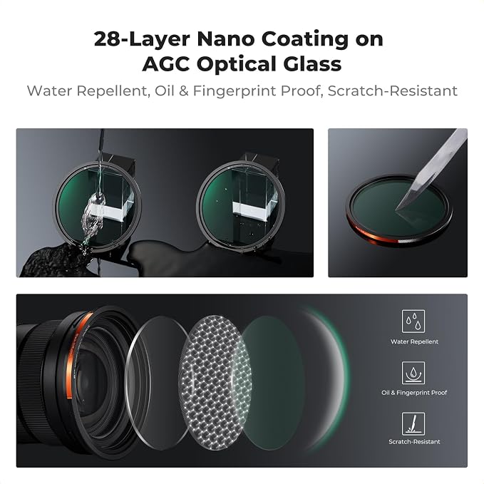 K&F CONCEPT 82mm Magnetic 1s Swap 5-Pack: CPL + VND2-32 + Black Diffusion 1/4 + - Image 7