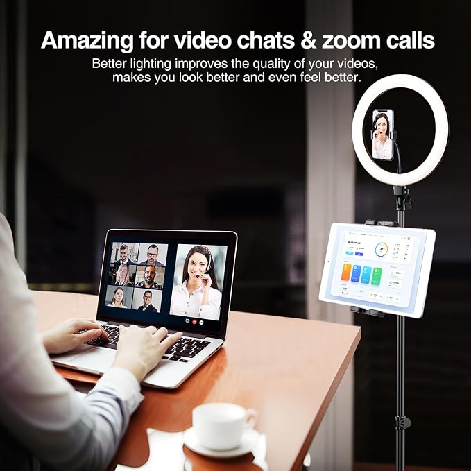 Elitehood 12’’ Ring Light with Tripod Stand & iPad/Phone Holder, Dimmable - Image 7