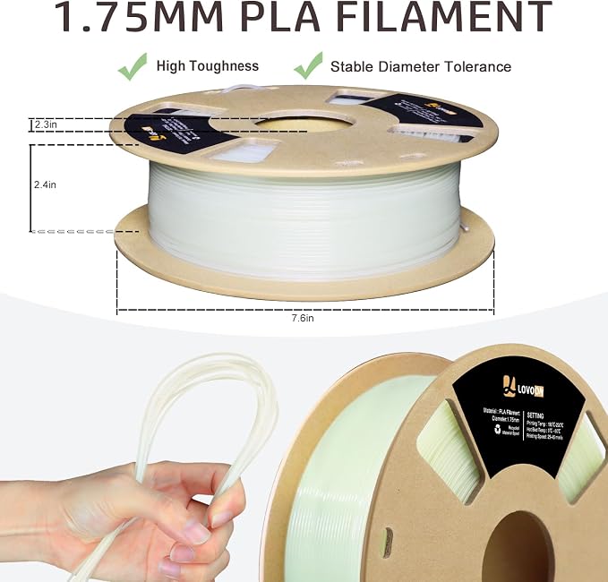 LOVOON 3D PLA Glow in The Dark Filament, Luminous Green Color Change PLA - Image 5