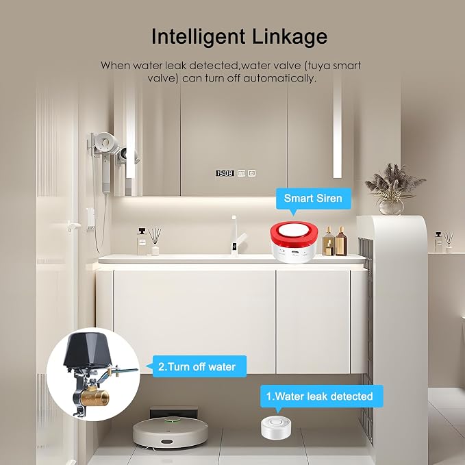 WiFi Water Leak Detector: Smart Water Sensor Alarm, 100dB Adjustable Alarm and - Image 5
