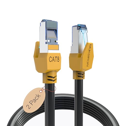 Cat 8 Ethernet Cable 15 ft 2 Pack, 40Gbps High Speed Gaming Network Cable by MUKSIRON