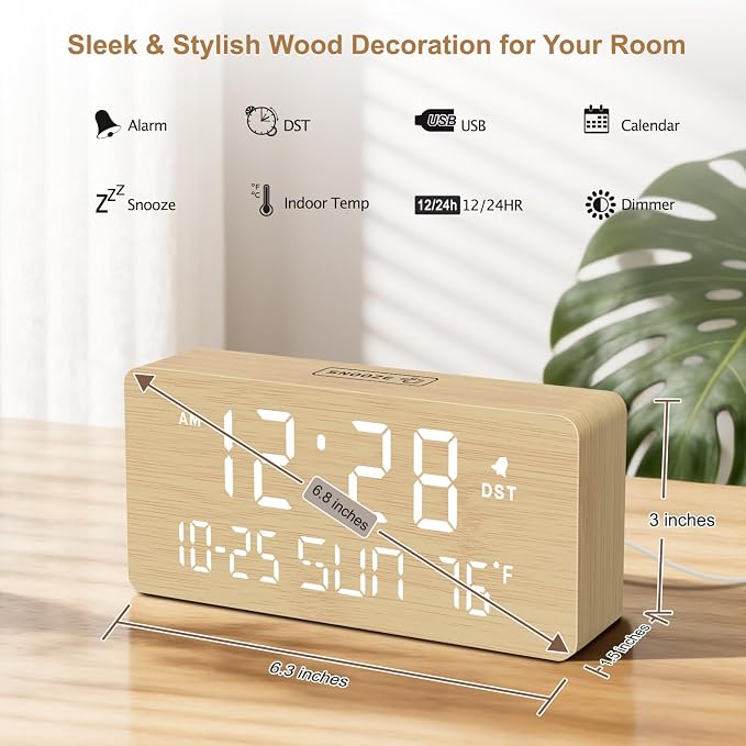 DreamSky Wooden Digital Alarm Clocks - Image 2