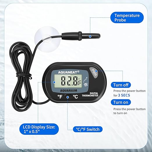 AQUANEAT Aquarium Thermometer, Fish Tank Thermometer, Digital Temperature Test - Image 3