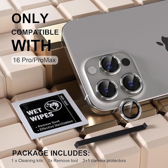 Misea Compatible for iPhone 16 Pro/iPhone 16 Pro Max Camera Lens Protector - Image 2