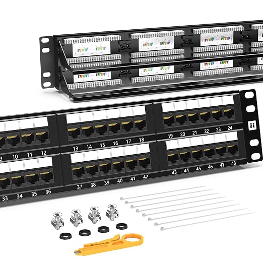 AMPCOM Premium Series CAT5/5e 48 Ports Patch Panel, Rack Mount by AMPCOM