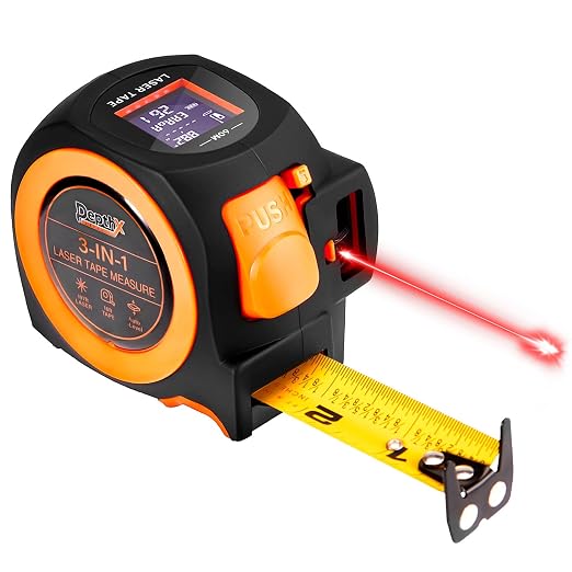 3-in-1 Laser Tape Measure, 197ft Laser Distance Meter, 16ft Digital Tape Measure by Unknown