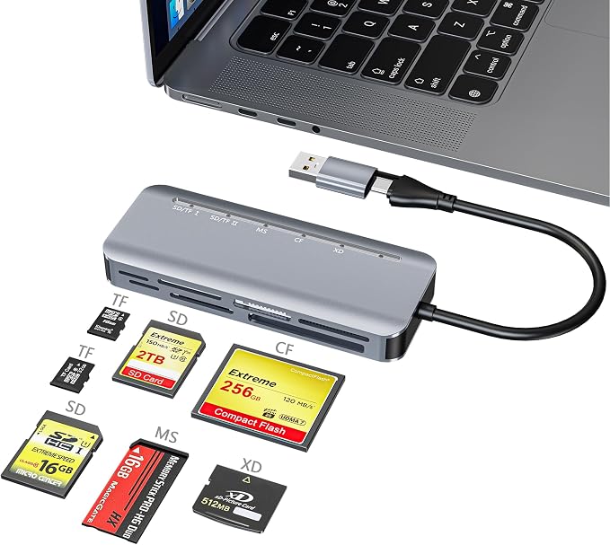7 in 1 Memory Stick Pro Duo Card Reader, USB-C Multi Cards Reader by clickfish