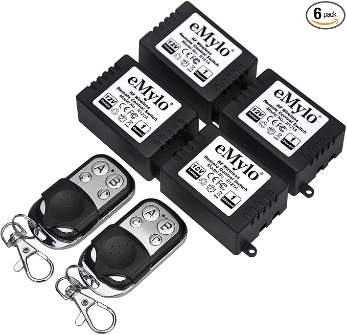 eMylo DC 12V 4x1channel RF Relay Wireless Remote Control Light Switch 433Mhz by eMylo
