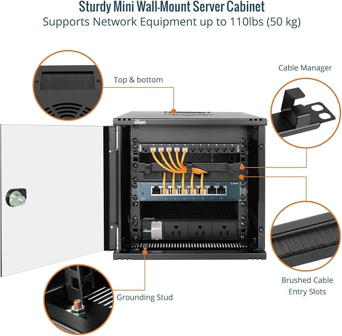 Tecmojo 6U 10 inch Rack, Wall Mount Network Cabinet Set, 12.3W x 13D x 11.8H- - Image 4