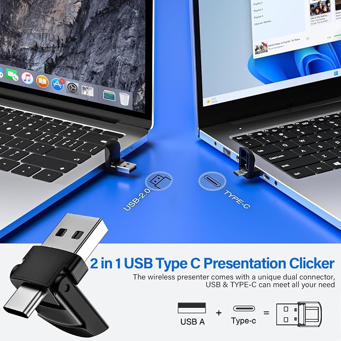 2-in-1 USB Type C Presentation Clicker, Wireless Presentation Clicker - Image 3