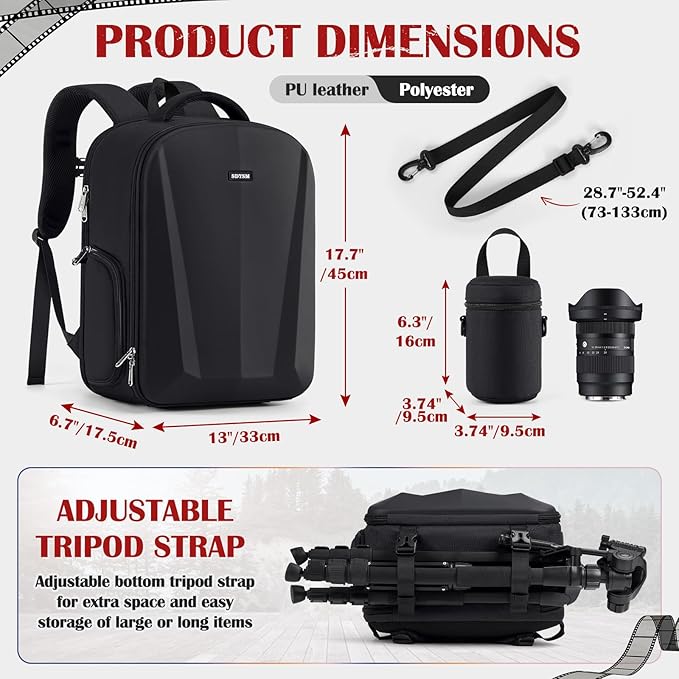 SDYSM Camera Backpack, Hardshell DSLR/SLR Camera Bag - Image 4