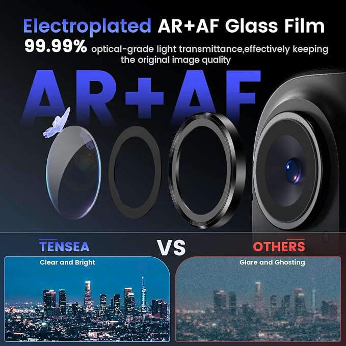 Tensea for iPhone 16 / iPhone 16 Plus Camera Lens Protector, 9H Tempered Glass - Image 3