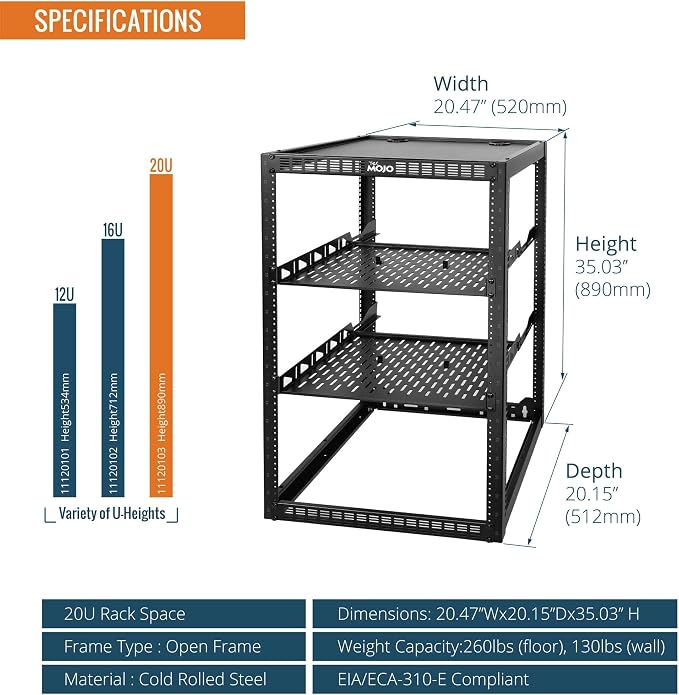 Tecmojo 20U Open Frame Network Rack - Image 2