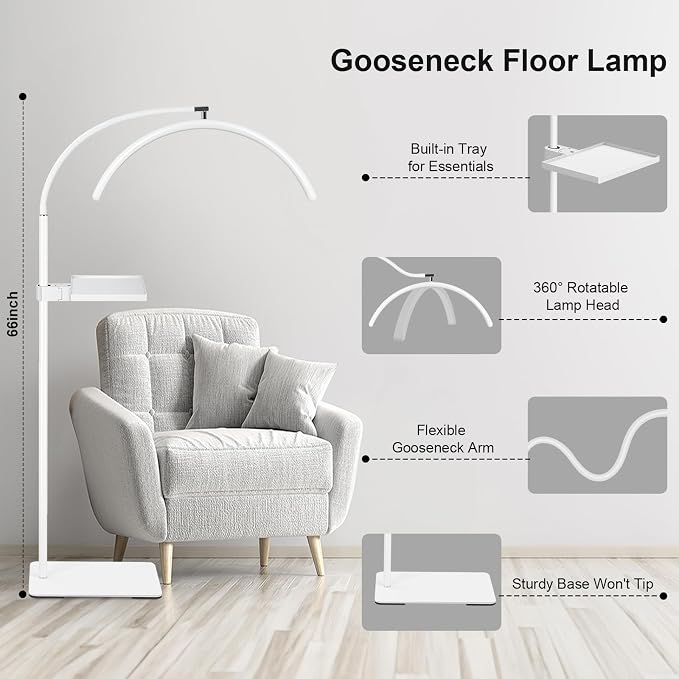 Half Moon LED Floor Light with Tool Tray - Image 3