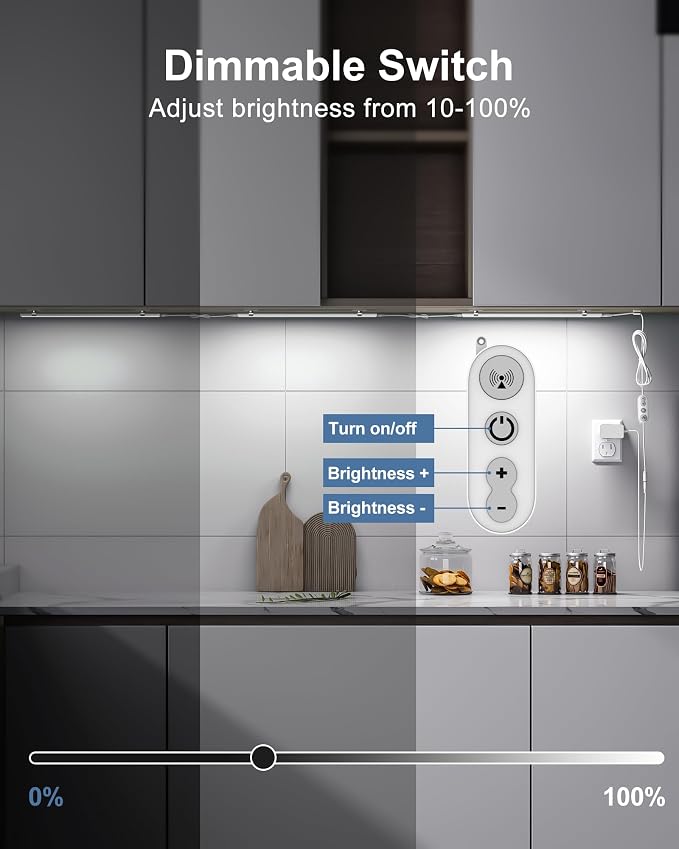 Remote Control Under Cabinet Led Light Plug in, Dimmable Daylight White 4500K - Image 3