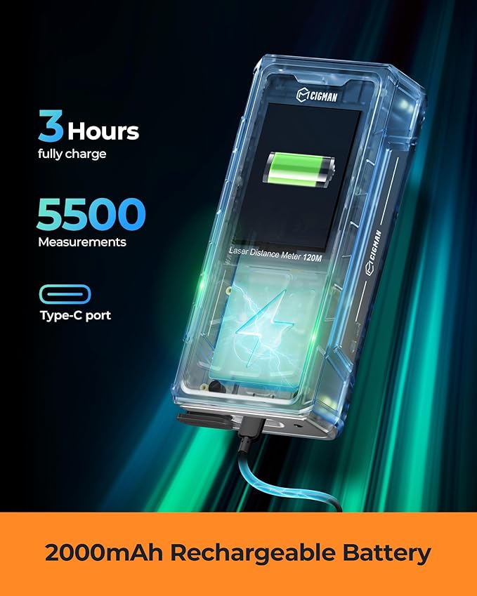 Laser Measuring Tool, CIGMAN 393ft Green-Beam Laser Measure, Outdoor Laser - Image 6