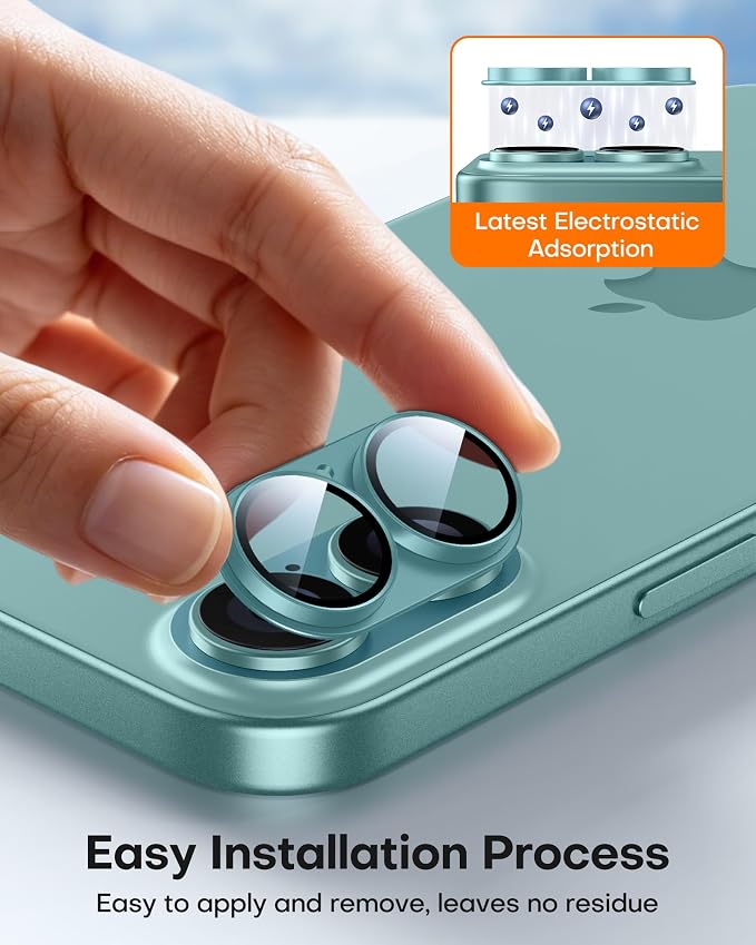 TAURI 2 Pack for iPhone 16/16 Plus Camera Lens Protector, Full Coverage - Image 4