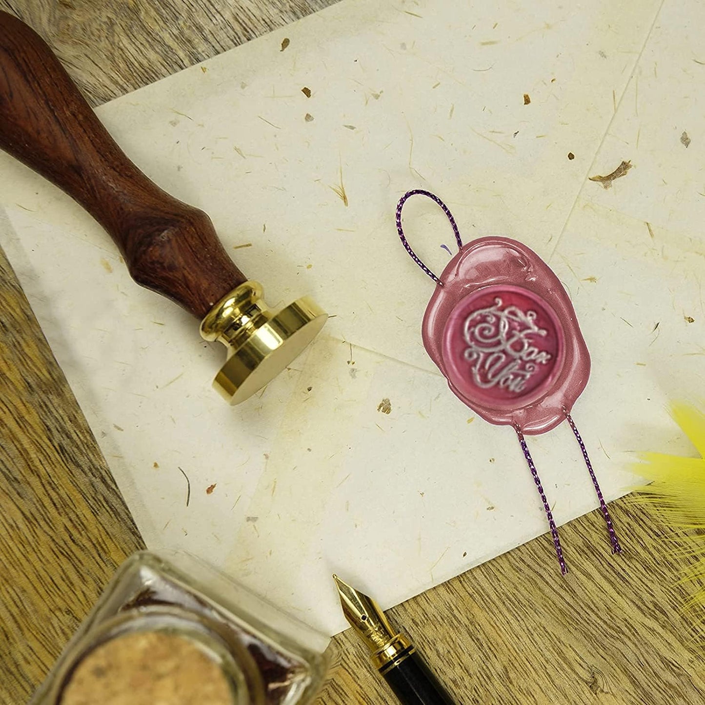 YIPLED Sealing Wax Kit - 728 Pcs With 24 Color Beads, 2 Pens, Warmer, Stamp Spoon and Candles for Gift & Envelope Sealing, Wedding Invitation
