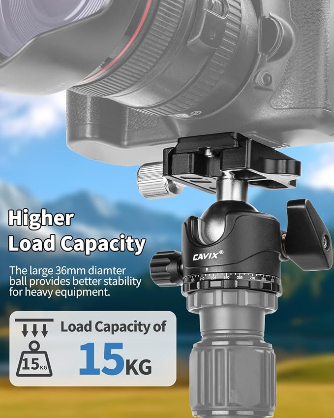 CAVIX Ball Head 360 Degree Rotating Panoramic Tripod Heads - Image 4