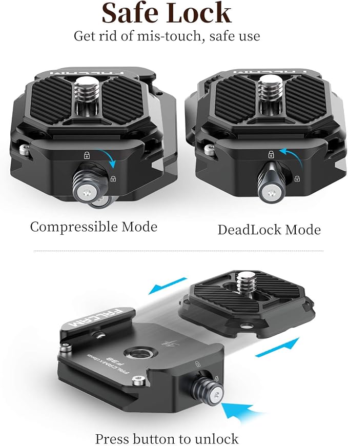 ULANZI F38 Camera Quick Release Plate w 1/4" to 3/8" Screw Thread, Quick - Image 2