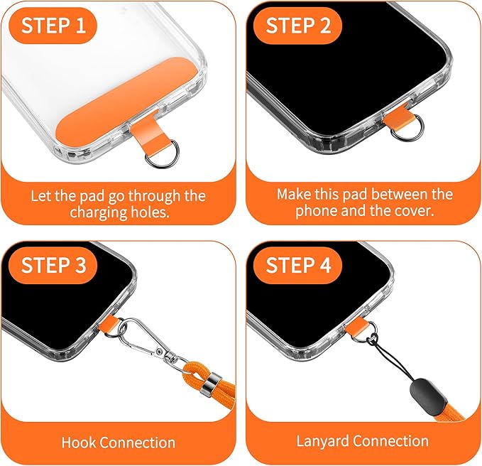 CACOE Phone Lanyard 2 Pcs-1 Pcs Adjustable Neck Strap, 2 Pads, Universal - Image 3