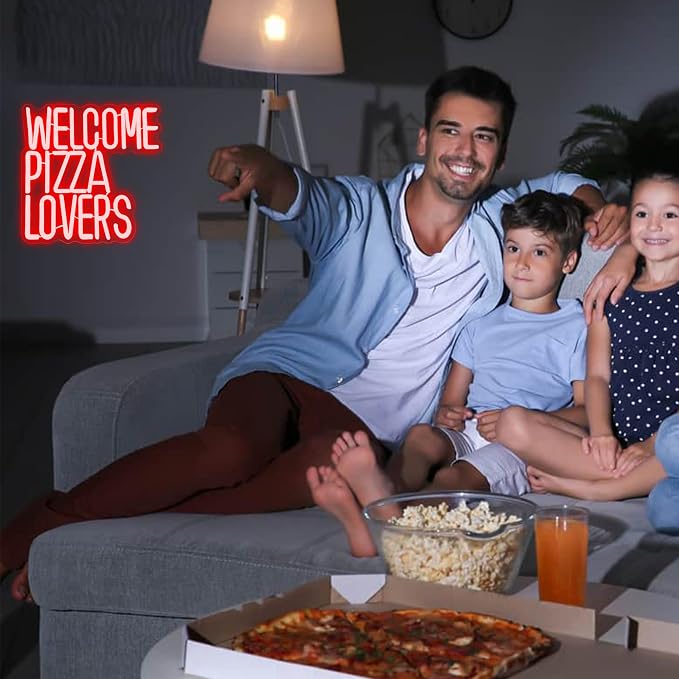 Welcome Pizza Lovers Neon Light, Family Restaurant Entertainment Room Food - Image 6