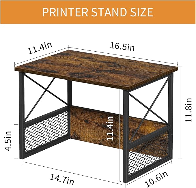 Printer Stand for Desk, Desktop Printer Stand Shelf Organzier for Home Office - Image 3
