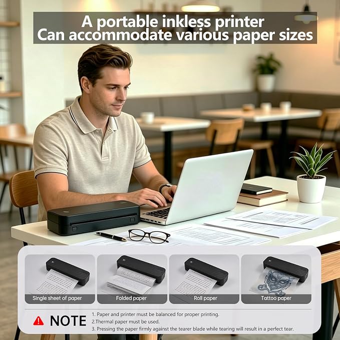 Portable Printer for Travel Bluetooth, Inkless Travel Printer, supports thermal - Image 4