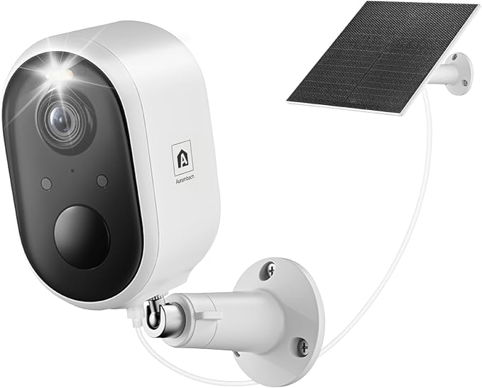 Solar Security Camera Outdoor Wireless, 2K Color Night Vision, Battery Powered by Aurumbach