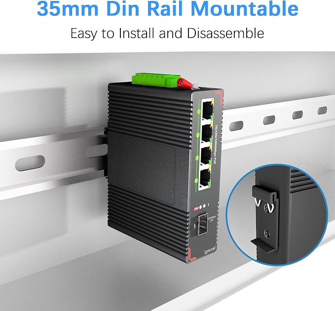 5-Port Industrial PoE Gigabit Din Rail Ethernet Switch, 4 x Gigabit PoE+ Ports - Image 7